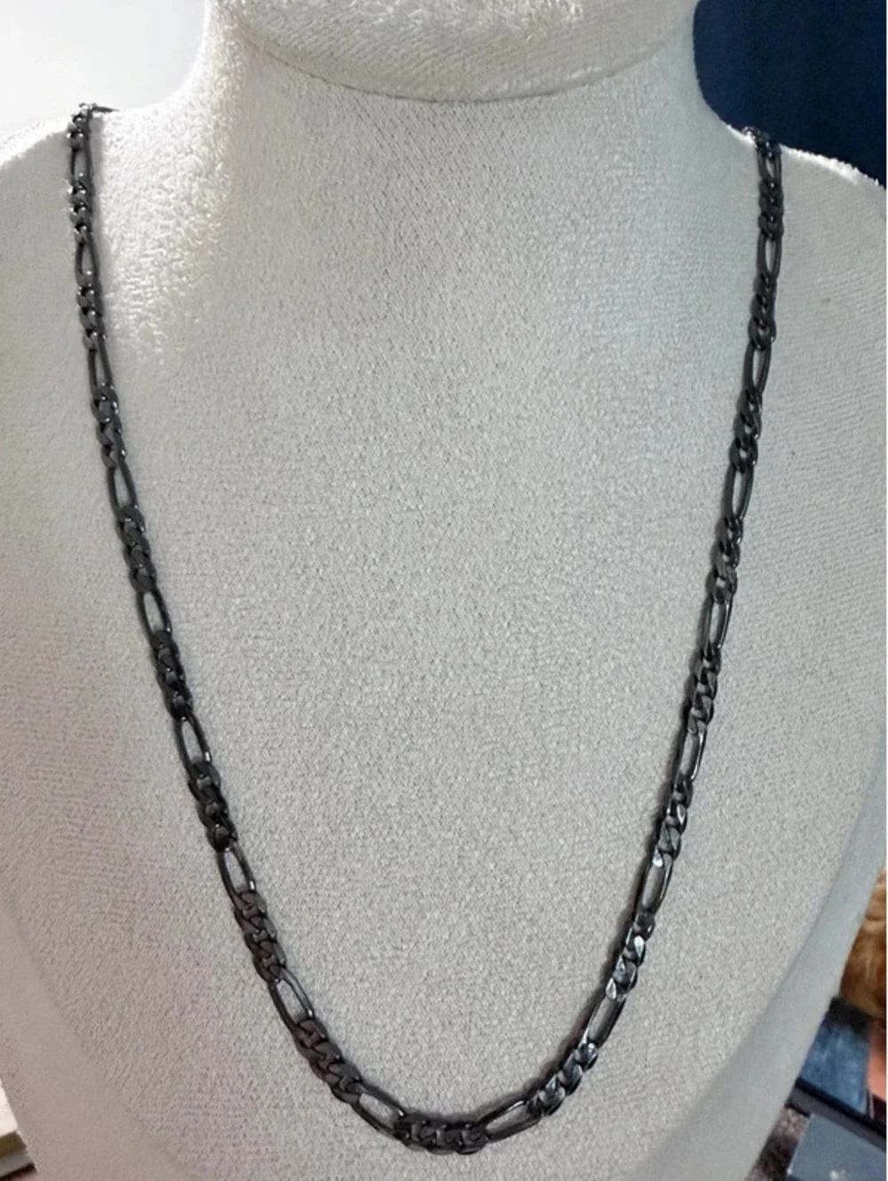 Gunmetal Black Figaro Link Chain Necklace for Men and Women
